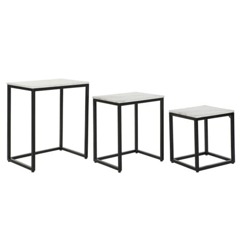Σετ με 3 τραπέζια DKD Home Decor Μαύρο Λευκό Μάρμαρο Σίδερο (50 x 35 x 60.5 cm) (3 pcs)