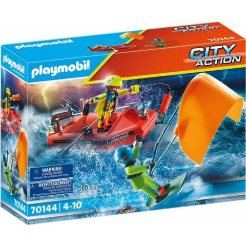 Playset Playmobil City Action Kitesurfer Rescue With Speedboat 70144 (30 pcs)