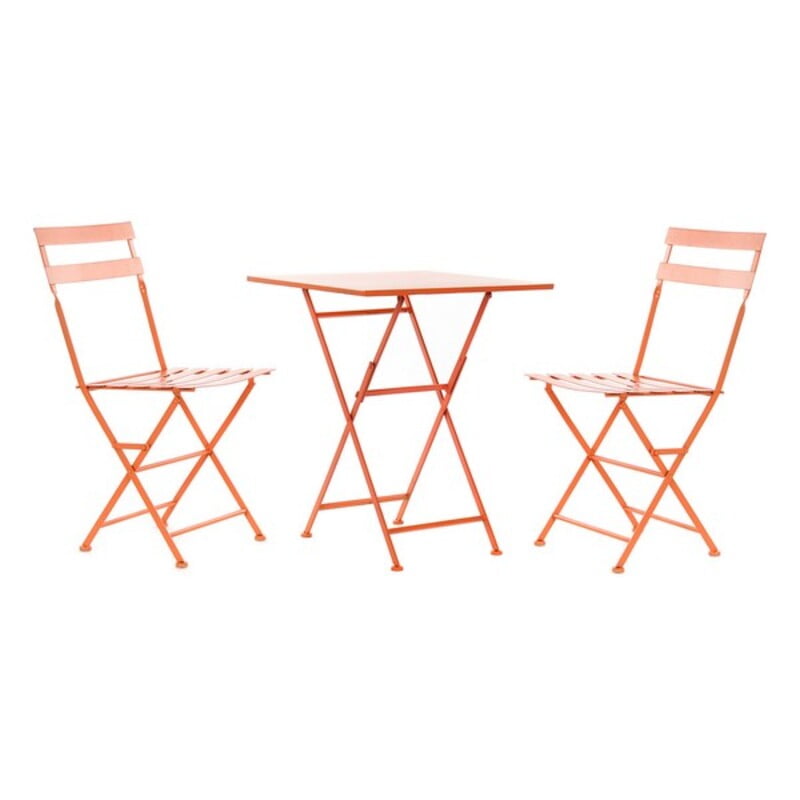 Σετ Τραπέζι με 2 Καρέκλες DKD Home Decor Κοράλι Μέταλλο (3 pcs)