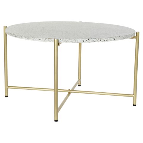 Βοηθητικό Τραπέζι DKD Home Decor Λευκό Πέτρα Σίδερο Χρυσό (81 x 81 x 44 cm)