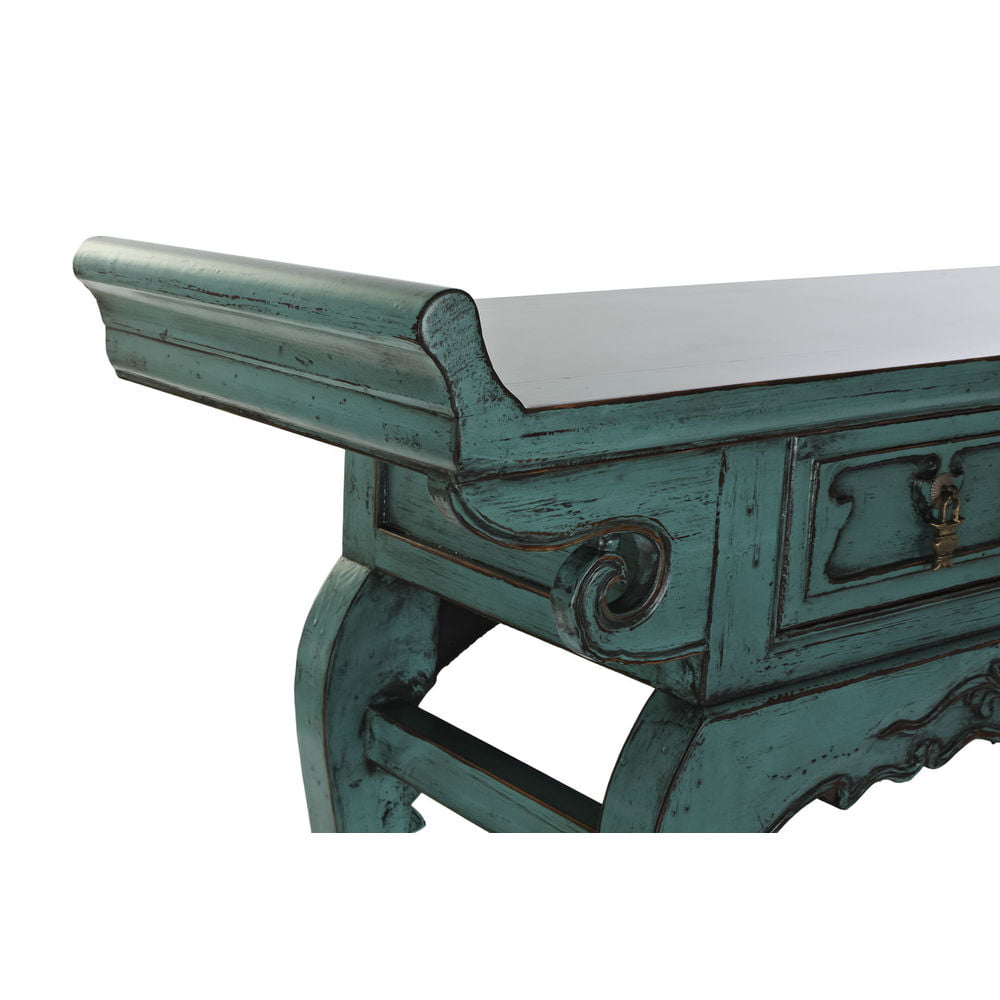 Βοηθητικό Τραπέζι DKD Home Decor Μέταλλο Τυρκουάζ Ανατολικó Elm (135 x 37 x 89 cm)