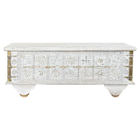 Βοηθητικό Τραπέζι DKD Home Decor Λευκό Μέταλλο Χρυσό Ξύλο από Μάνγκο (115 x 60 x 45 cm)