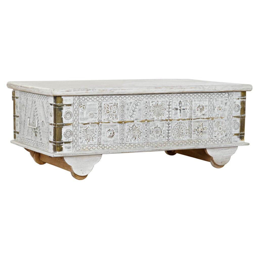 Βοηθητικό Τραπέζι DKD Home Decor MB-182010 Λευκό Χρυσό Μέταλλο Ξύλο από Μάνγκο 115 x 60 x 45 cm