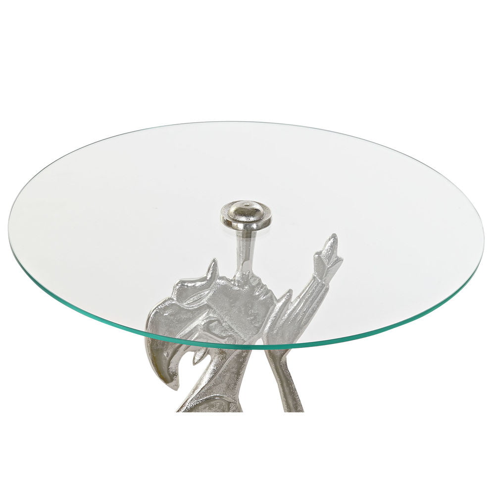 Βοηθητικό Τραπέζι DKD Home Decor Διαφανές Αλουμίνιο Κρυστάλλινο Ασημί (46 x 46 x 72 cm)