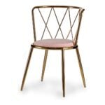 Καρέκλα Ροζ Χρυσό Ρόμπος Μέταλλο (50