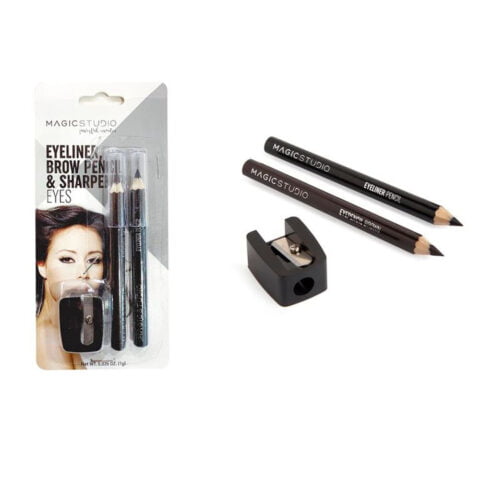 σετ μακιγιάζ Magic Studio Eyeliner Brow Pencil And Sharpener Μάτια 2 Τεμάχια (3 pcs)