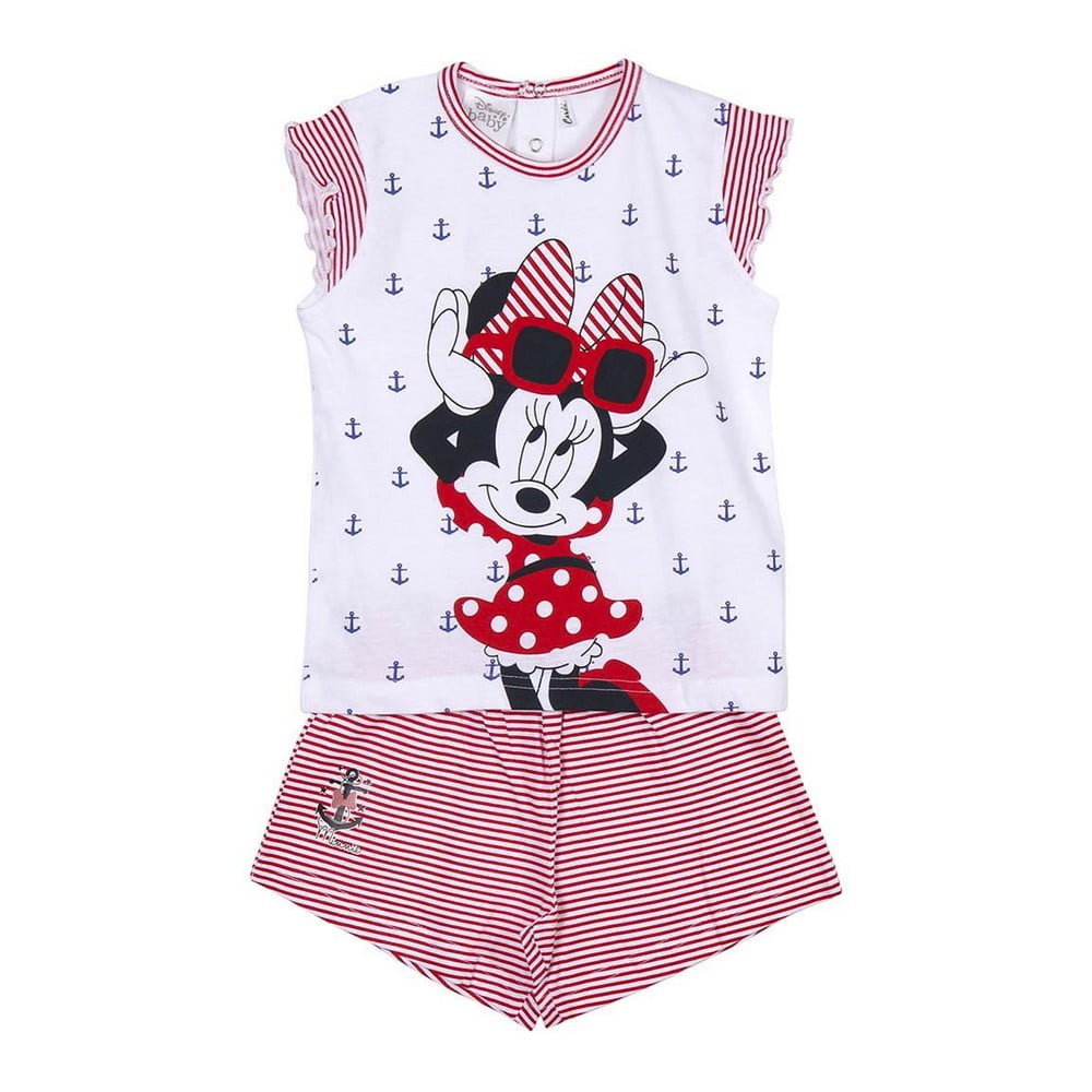 Kαλοκαιρινή παιδική πιτζάμα Minnie Mouse Κόκκινο Λευκό