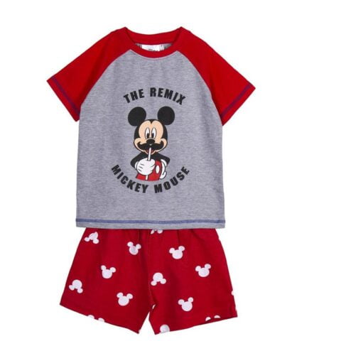 Kαλοκαιρινή παιδική πιτζάμα Mickey Mouse Κόκκινο Γκρι