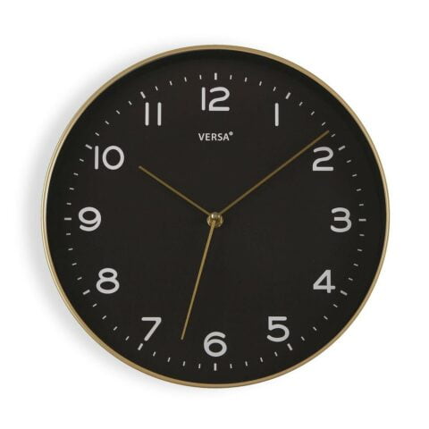 Ρολόι Τοίχου Versa Μαύρο Χρυσό PU (30
