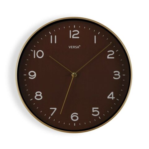 Ρολόι Τοίχου Versa Χρυσό Καφέ PU (30