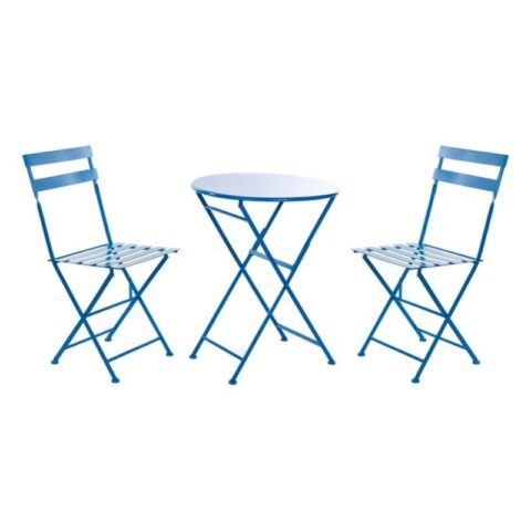 Σετ Τραπέζι με 2 Καρέκλες DKD Home Decor Μπλε Μέταλλο (3 pcs)