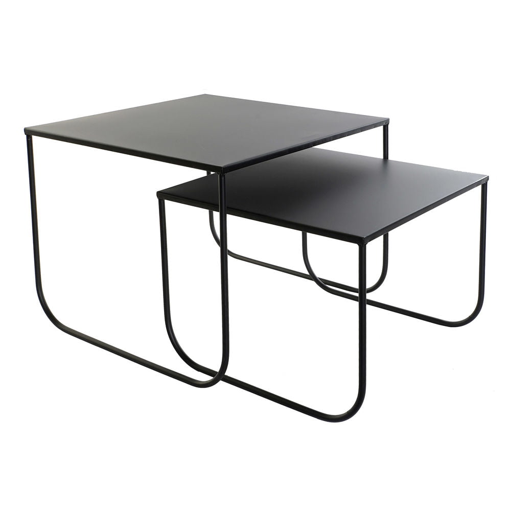 Βοηθητικό Τραπέζι DKD Home Decor Μαύρο Μέταλλο (2 pcs) (45 x 45 x 35 cm)