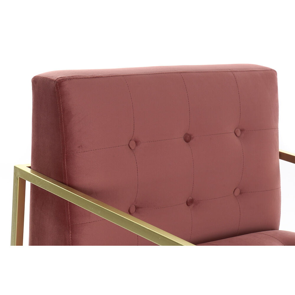 Πολυθρόνα DKD Home Decor Ροζ Χρυσό Μέταλλο πολυεστέρας (67 x 70 x 76 cm)