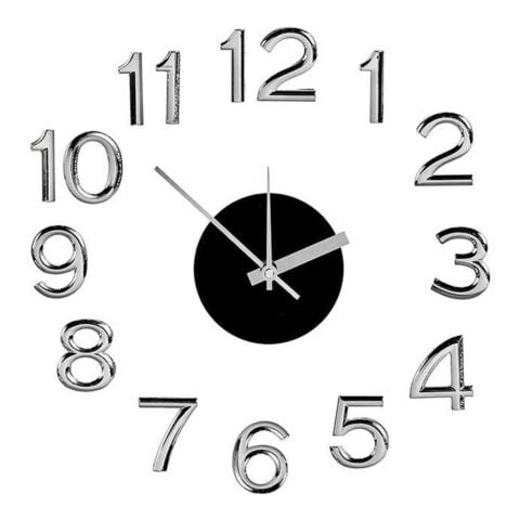 Ρολόι Τοίχου Αυτοκόλλητο Ασημί ABS EVA (Ø 45 cm)