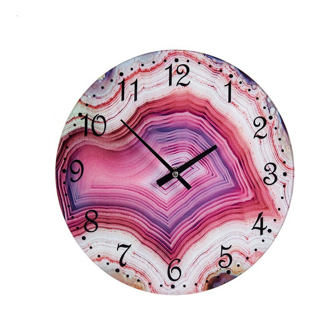 Ρολόι Τοίχου Ροζ Κρυστάλλινο (30 x 4 x 30 cm)