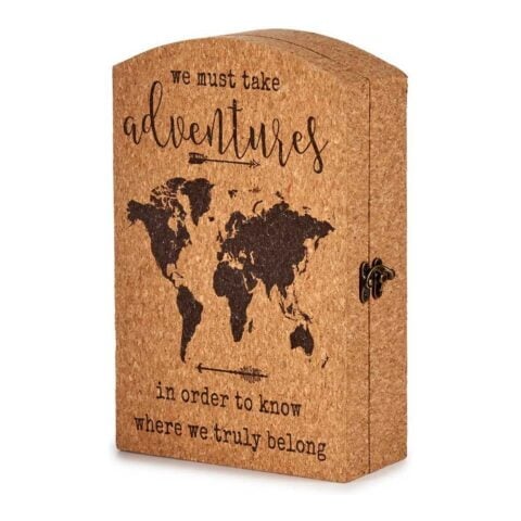 Ντουλάπα για κλειδιά Παγκόσμιος Χάρτης Καφέ MDF φελλός (20 x 7