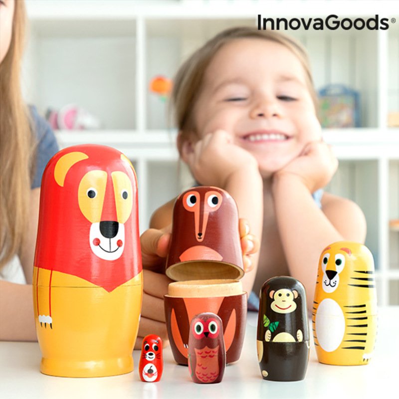 Ξύλινο Matryoshka με Εικόνες από Ζώα Funimals InnovaGoods 11 τεμάχια