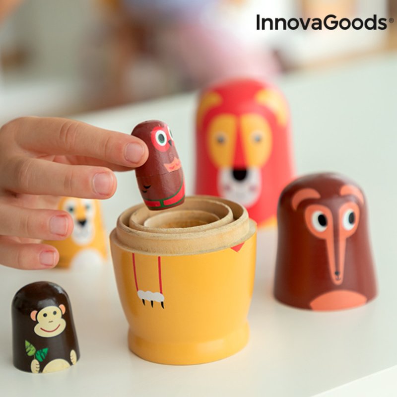 Ξύλινο Matryoshka με Εικόνες από Ζώα Funimals InnovaGoods 11 τεμάχια