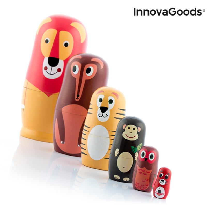 Ξύλινο Matryoshka με Εικόνες από Ζώα Funimals InnovaGoods 11 τεμάχια