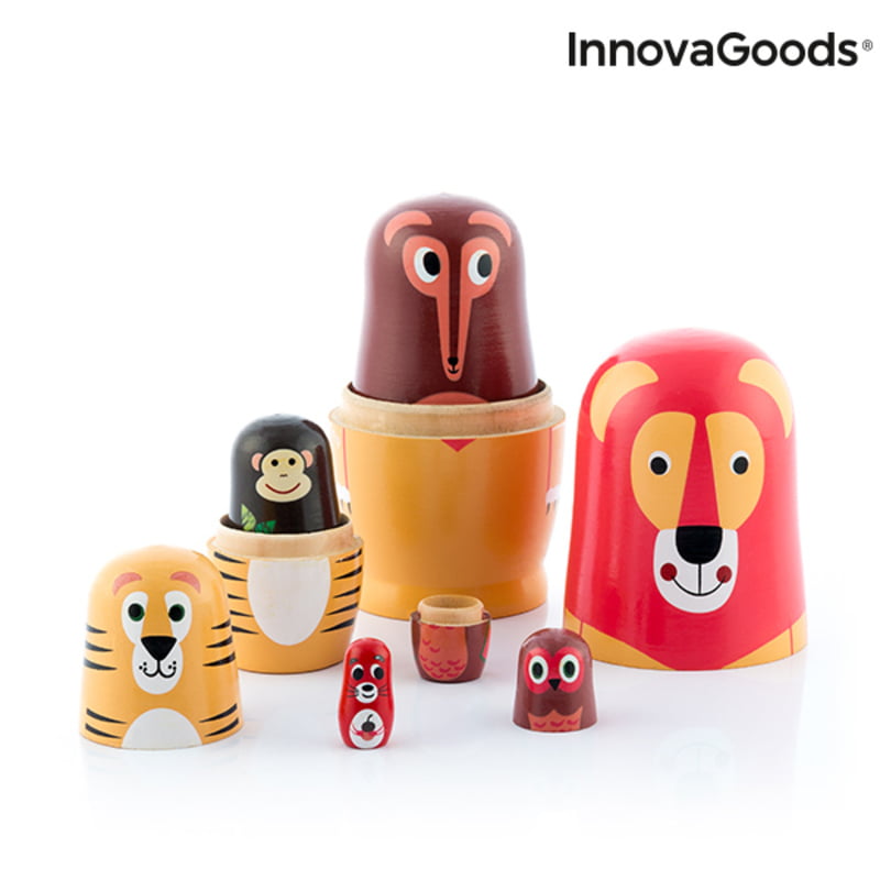 Ξύλινο Matryoshka με Εικόνες από Ζώα Funimals InnovaGoods 11 τεμάχια
