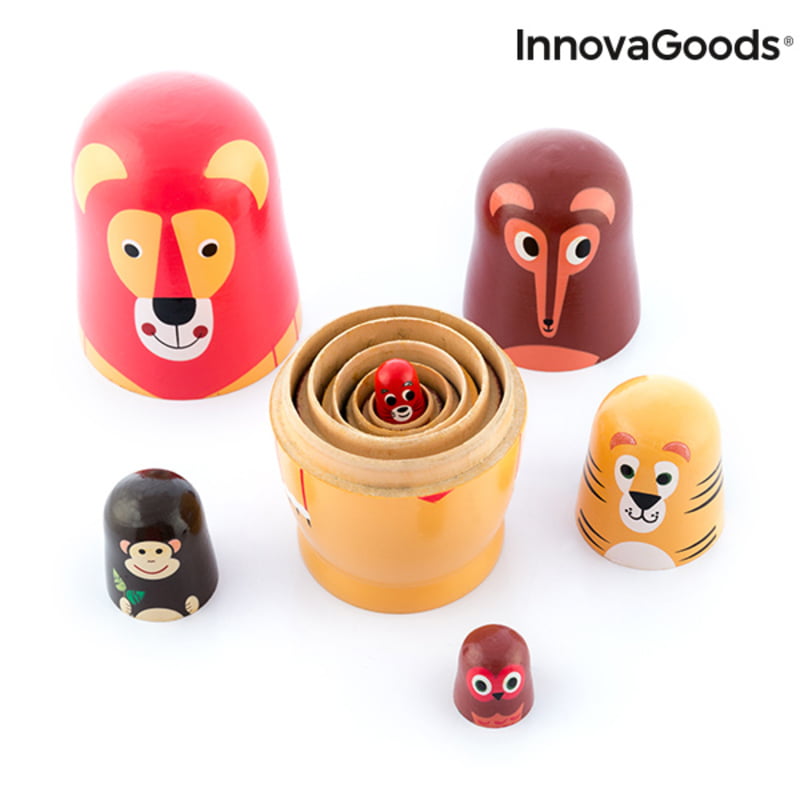 Ξύλινο Matryoshka με Εικόνες από Ζώα Funimals InnovaGoods 11 τεμάχια
