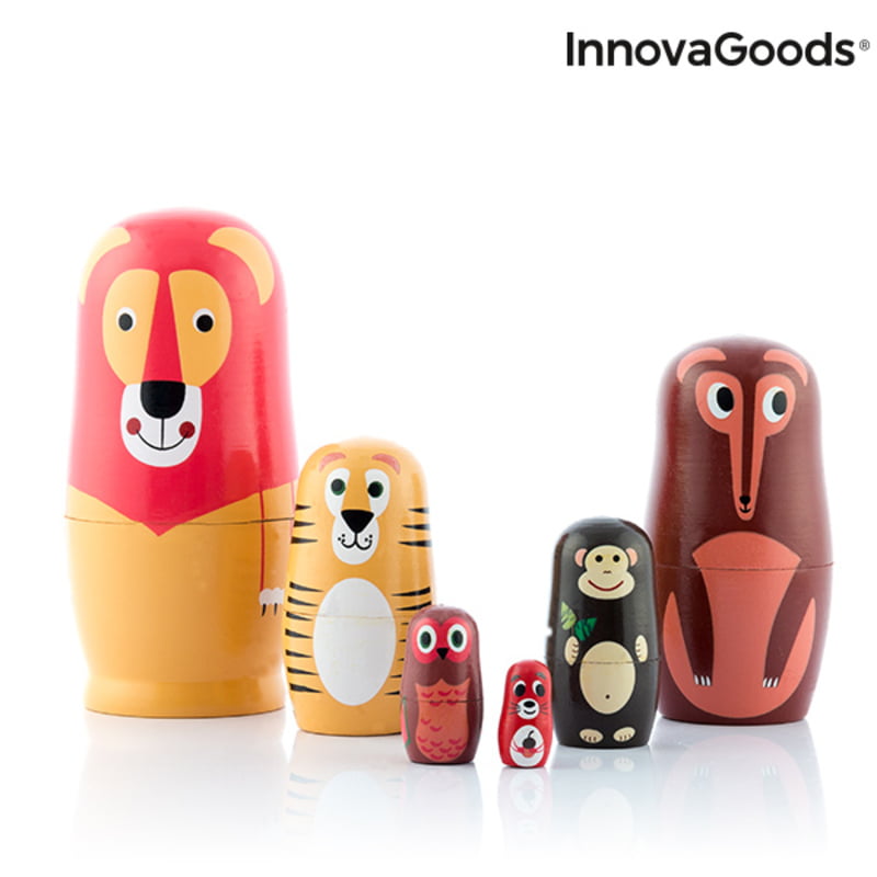 Ξύλινο Matryoshka με Εικόνες από Ζώα Funimals InnovaGoods 11 τεμάχια