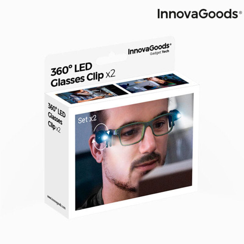 Κλιπ με LED για Γυαλιά 360º InnovaGoods (Πακέτο με 2)