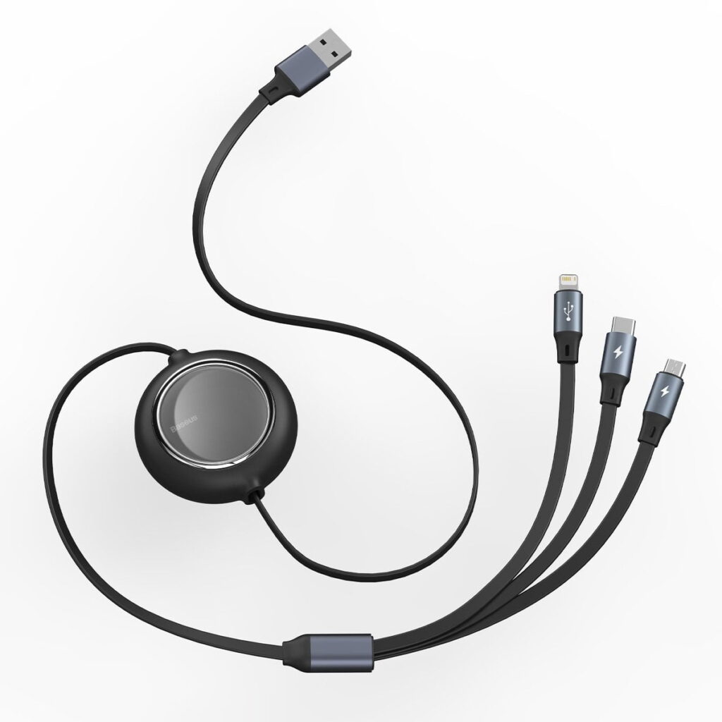 Baseus Bright Mirror 3-in-1 cable USB For M+L+T 3.5A 1.2m Black