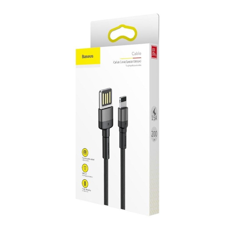 Baseus Cafule Double-sided USB Lightning Cable 1.5A 2m (Gray+Black)