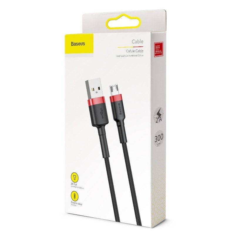 Baseus Cafule Micro USB Cable 2A 3m (Black+Red)