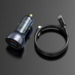 Car Charger Baseus Particular Digital Display QC+PPS 65W With Mini White USB-C Cable With E-mark Chip 1m 100W (black)