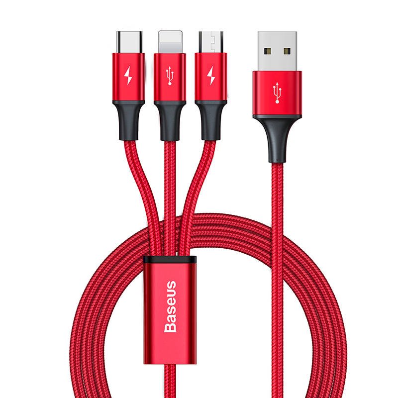 Baseus Rapid Series 3-in-1 cable USB-C For M+L+T  1.2m ( Red )