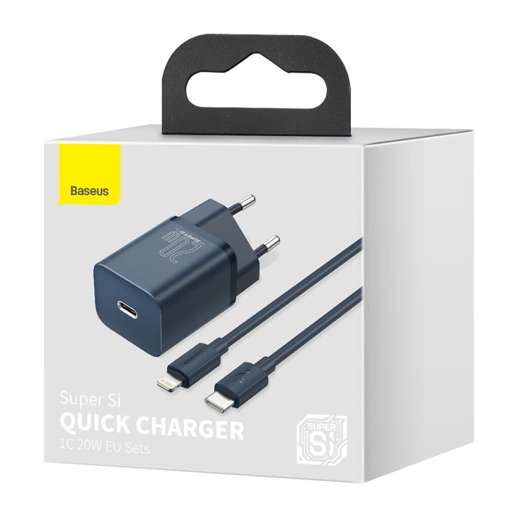 Baseus Super Si Quick Charger 1C 20W with USB-C cable for Lightning 1m (blue)