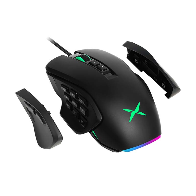Wired Gaming Mouse with replaceable sides Delux M631 RGB 12400DPI (black)