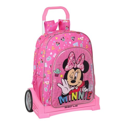 Σχολική Τσάντα με Ρόδες Minnie Mouse Lucky Ροζ (33 x 42 x 14 cm)