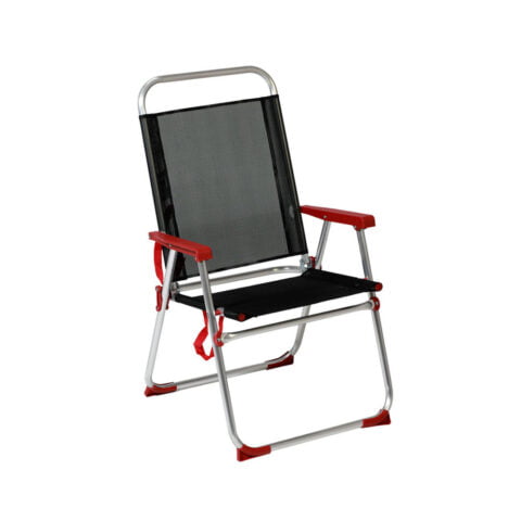 Καρέκλα στην παραλία Κόκκινο Μαύρο Αλουμίνιο 22 mm (52 x 56 x 92 cm)