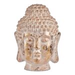 Διακοσμητική Φιγούρα για τον Κήπο Βούδας Κεφάλι Λευκό/Χρυσό Πολυρεσσίνη (45