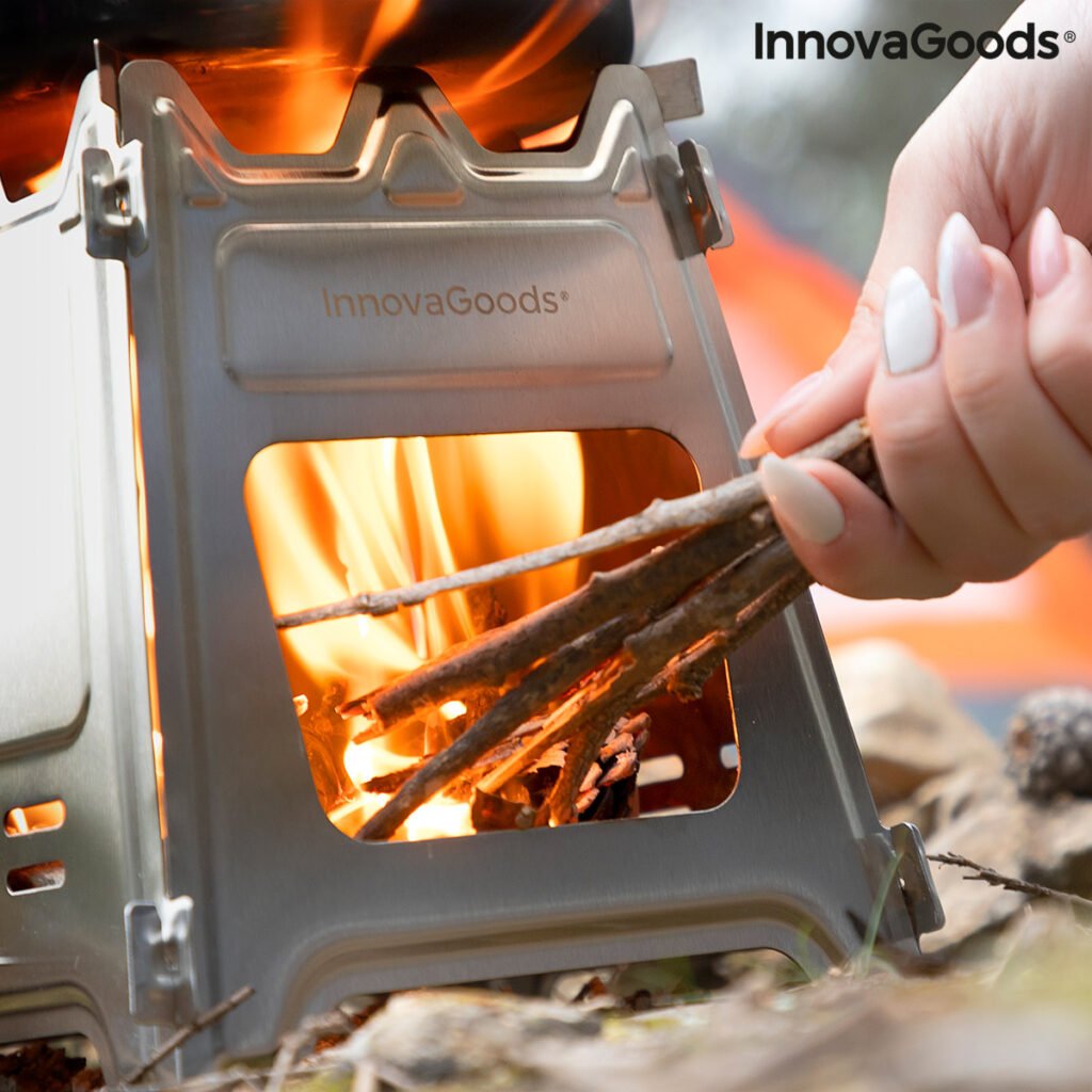 Αφαιρούμενη Ατσάλινη Σόμπα για Κάμπινγκ Flamet InnovaGoods