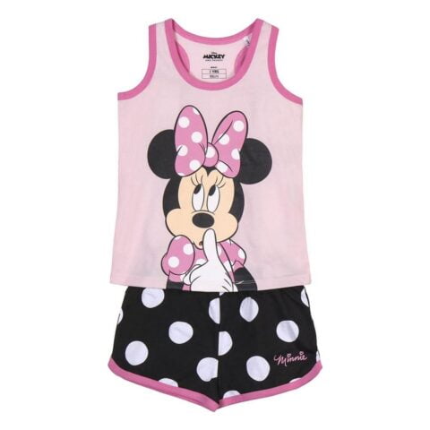 Kαλοκαιρινή παιδική πιτζάμα Minnie Mouse Μαύρο Ροζ