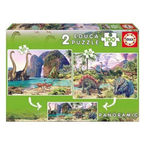Παιδικό παζλ Dino World Educa (2 x 100 pcs)