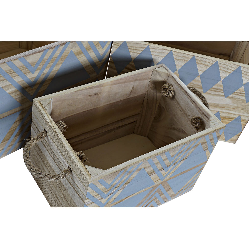 Διακοσμητικό κουτί DKD Home Decor Ξύλο Boho (3 pcs) (43 x 28 x 23 cm)