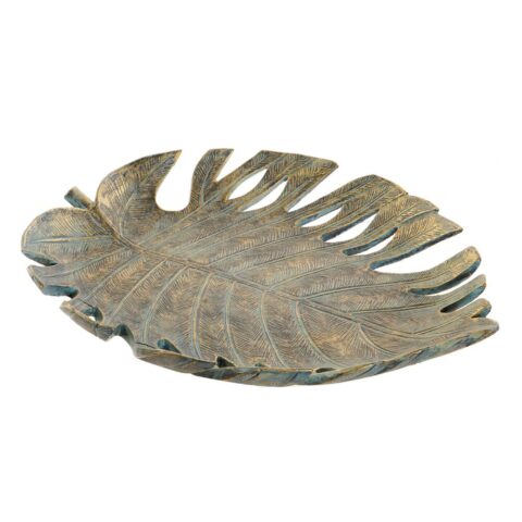 Κεντρικό Τραπεζιού DKD Home Decor Χρυσό Πράσινο Ρητίνη Τροπικό Φύλλο φυτού (34 x 29 x 5 cm)