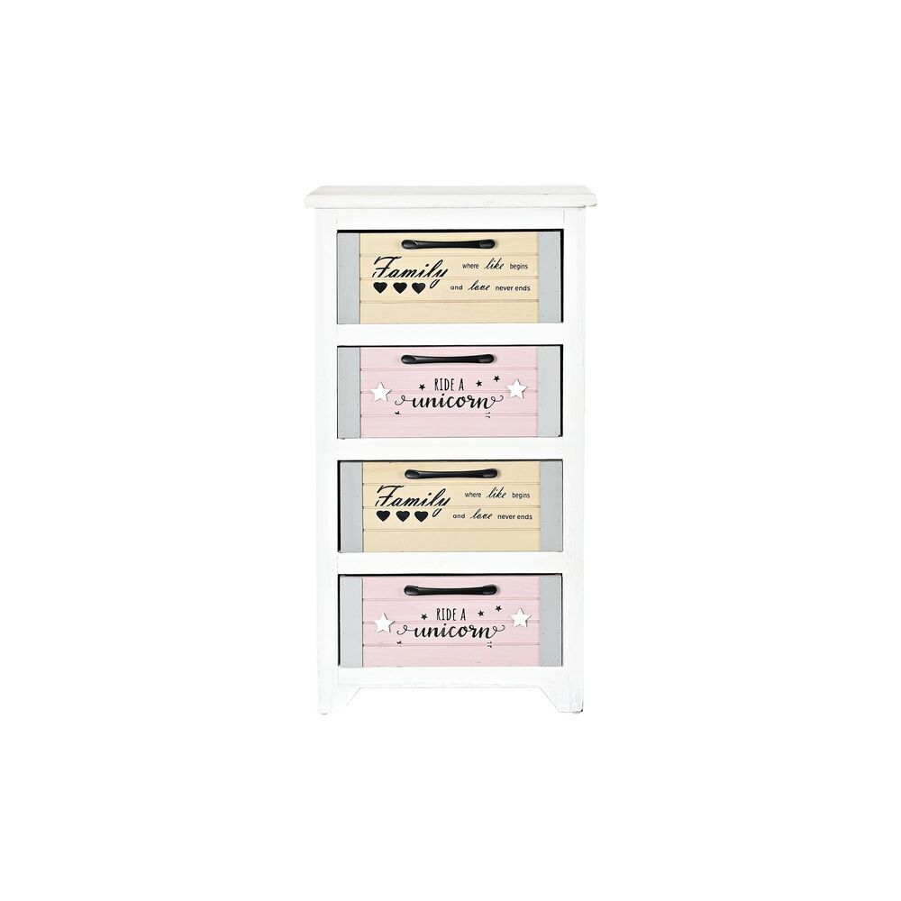 Σιφονιέρα DKD Home Decor Γκρι Μπεζ Ροζ Λευκό Παιδικά Ξυλο παουλόβνια (40 x 29 x 73