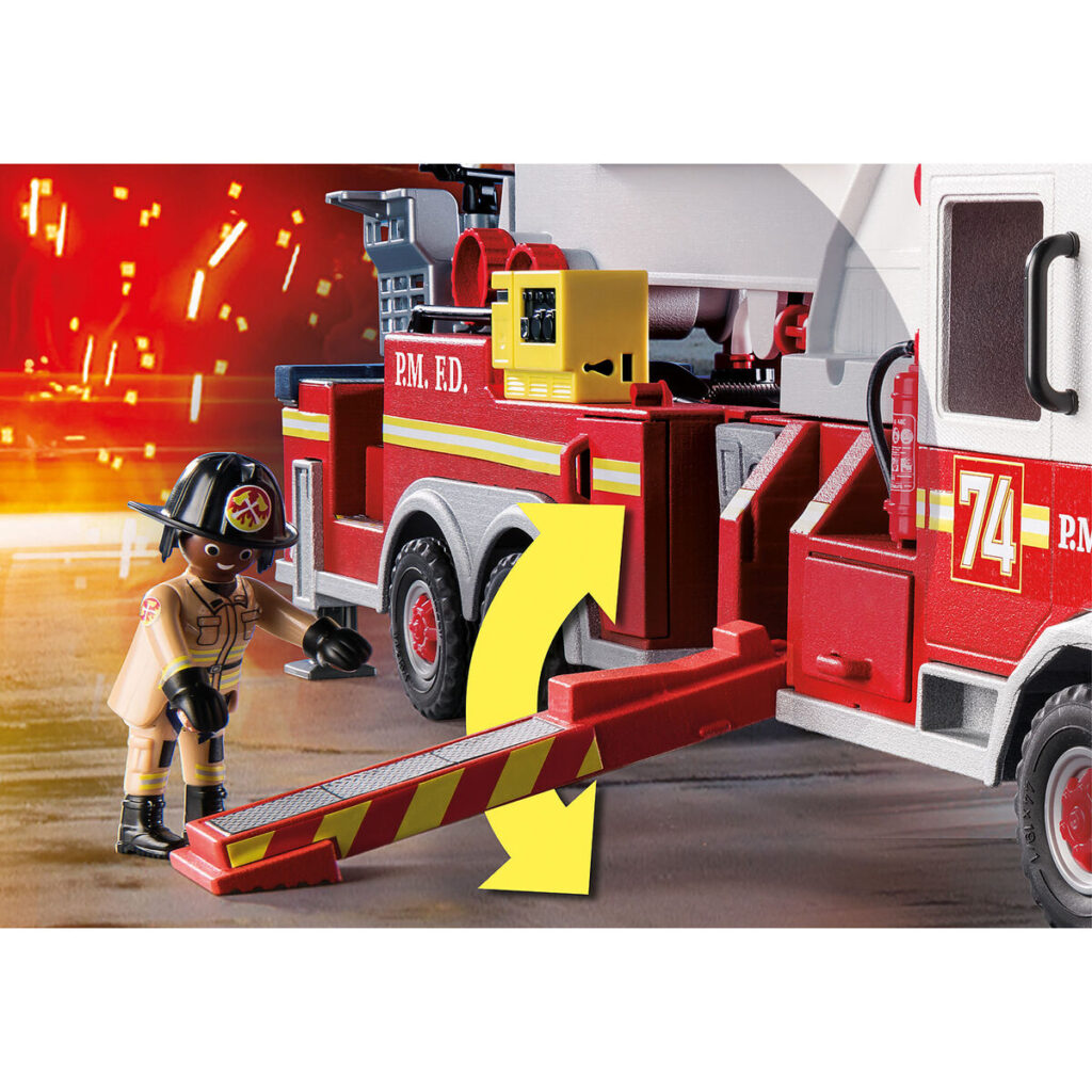Playset Οχημάτων Playmobil US Tower Ladder City Action 70935 Πυροσβεστικό όχημα (113 pcs)