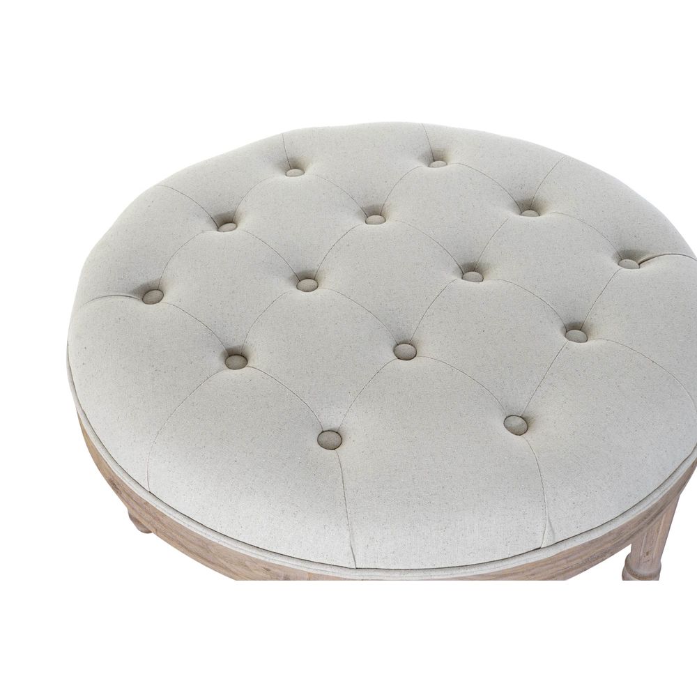 Σκαμπό DKD Home Decor Μπεζ λινό ξύλο καουτσούκ (70 x 70 x 47 cm)