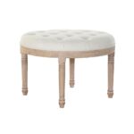 Σκαμπό DKD Home Decor Μπεζ λινό ξύλο καουτσούκ (70 x 70 x 47 cm)