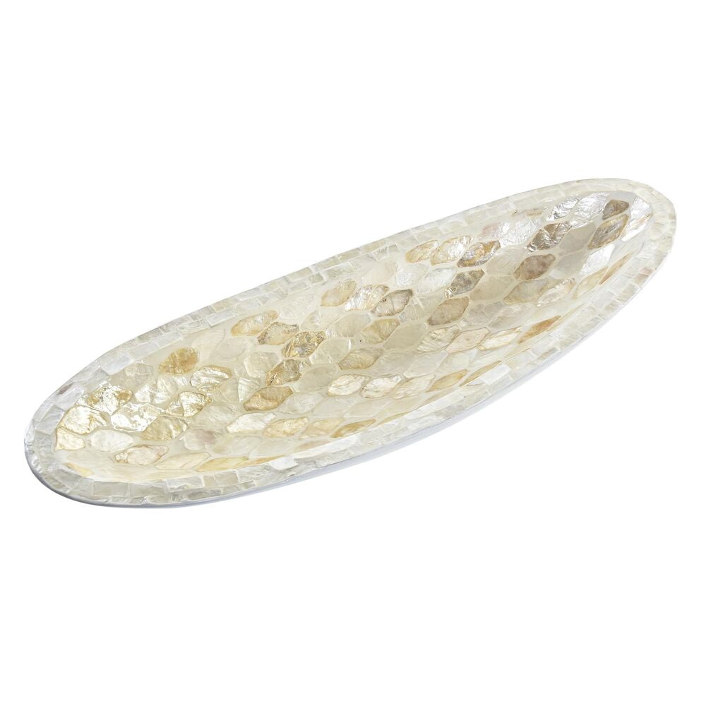 Κεντρικό Τραπεζιού DKD Home Decor Μωσαϊκό Λευκό Από φίλντισι Ρητίνη Ανοιχτό καφέ (50 x 16 x 8 cm)