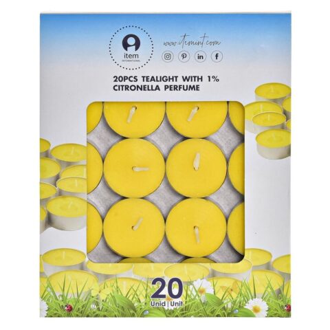 Σετ Kεριών DKD Home Decor Citronella 20 Μονάδες Ασημί Μέταλλο Κίτρινο Κερί (3