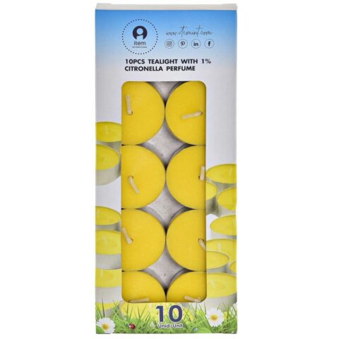 Σετ Kεριών DKD Home Decor x10 Citronella Ασημί Μέταλλο Κίτρινο Κερί (4 x 4 x 1 cm)