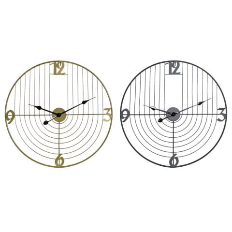 Ρολόι Τοίχου DKD Home Decor Μαύρο Χρυσό Μέταλλο (60 x 3 x 60 cm)
